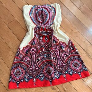 Y2k Charlotte Russe Strapless Boho Mini Dress